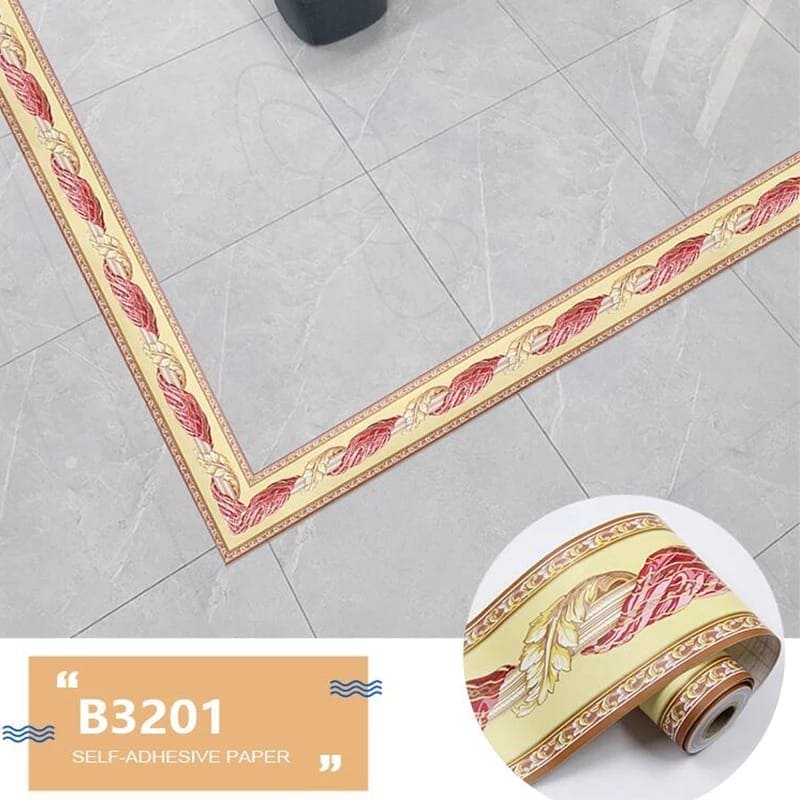 Self Adhesive Wall Skirting Border, Waterproof Floral Vintage Pvc Wallpaper, Self-Adhesive PVC Wall Covering Borders, Diy Home Decor Tile Self Adhesive Wall Skirting Border, Waterproof Floral Vintage Pvc Wallpaper, Self-Adhesive PVC Wall Covering Borders, Diy Home Decor Tile